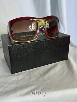 100% AUTH Chanel Red Ombré Sunglasses with Case + Box