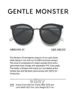 2019 Gentle Monster Sunglasses Merlynn Black Frame Black Zeiss Lenses
