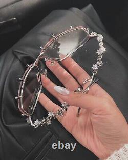 2024 Tiara 02 Diamond Eyeglasses Silver Frame Clear Lenses US Free Shipping