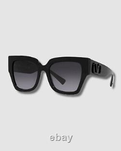 $363 Authentic Valentino VA4082 5001/8G Women Black Square Sunglasses 54/19/140