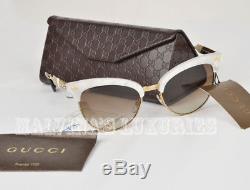 $470 Gucci Sunglasses Gg 4283/s U29jd Cat Eye Mother Of Pearl Metal Current