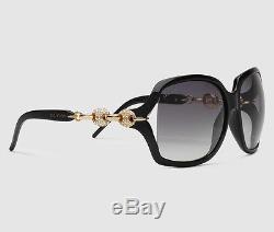 $500 Gucci Sunglasses Black Gg 3597/n/f/s Reweu Swarovski Crystal Marina Chain