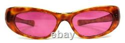50s PARTY SUNGLASSES VINTAGE WAVY CAT EYE PINK LENS FRANCE HARD TO FIND