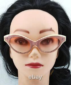 50s PARTY SUNGLASSES VINTAGE WAVY RED FRAME & RED LENS 1950S FRANCE HARD TO FIND