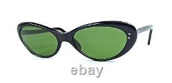 50s Thick Acetate Sunglasses Vintage Mid-Century Cat Eye Black Frame 1950 France