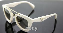 $700 Genuine PRADA MILANO Ornate Saffiano Leather Sunglasses SPR 14S PR 14SS UFP