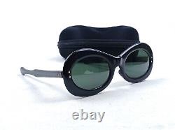 Art Deco Black Sunglasses 1950s France Green Shades Candy Cats Large Frame Mint