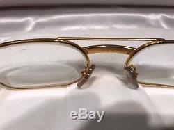 Auth CARTIER Logos Reading Glasses Eye Wear Gold Clear Vintage France V11815