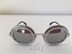 Auth CHANEL 71140 L2467 3N Silver Gray Round Pearls Mirrored Runway Sunglasses