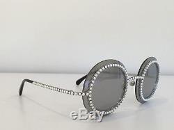 Auth CHANEL 71140 L2467 3N Silver Gray Round Pearls Mirrored Runway Sunglasses