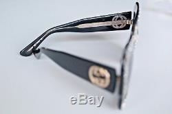 Authenti Gucci GG 0048S 003 Black Crystal Oversize Squared Frame Sunglasses new