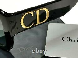 Authentic DIOR Womens Sunglasses Glossy Black D DIOR Square Gold CD Square