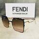 Authentic Fendi Ff 0259/s 205 53 Square Sunglasses Black/gold Frame Brown Lens