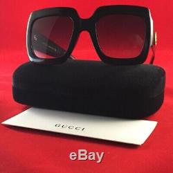 Authentic Gucci GG0053S 001 Black Urban Square Sunglasses Grey Gradient Lens NEW