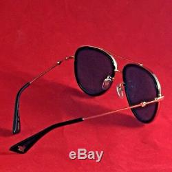 Authentic Gucci GG0062S 001 57mm Urban Collection Black/Gold Aviator Sunglasses