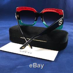 Authentic Gucci GG0083S 001 Squared Ubran Sunglasses Red black Green 55MM New