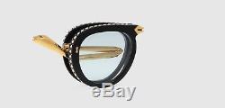 Authentic Gucci GG0307S Foldable 002 Black/Gold Sunglasses