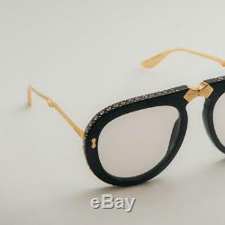 Authentic Gucci GG0307S Foldable 004 Black/Gold Sunglasses