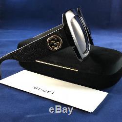 Authentic Gucci GG 0102S 001 Glitter Sunglasses in Black 100% UV