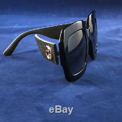 Authentic Gucci GG 0102S 001 Glitter Sunglasses in Black 100% UV