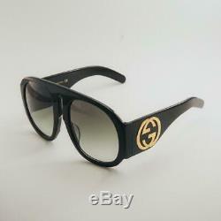 Authentic Gucci GG 0152 S 002 Aviator Black Oversized Sunglasses
