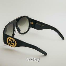 Authentic Gucci GG 0152 S 002 Aviator Black Oversized Sunglasses
