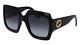Authentic Gucci Urban Sunglasses Gg0053s-01 54mm Black-gold / Grey Gradient Lens