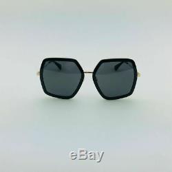 Authentic Gucci Women's Sunglasses GG0106S 001 56mm Black-Gold / Grey Lens