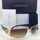 Authentic Italy Versace Sunglasses Men Pilot Aviator Crystal Gold/black Unisex
