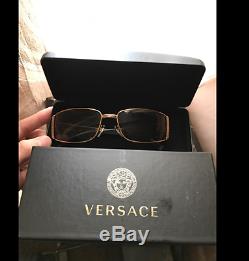 Authentic Italy Versace Sunglasses Men Pilot Aviator Crystal Gold/Black Unisex