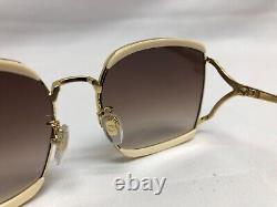 Authentic NEW Gucci Women's Sunglasses GG0593SK Ivory Gold Grey Lens 59mm