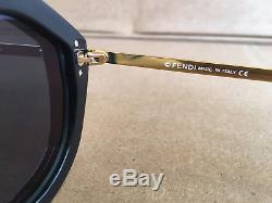 Authentic New Fendi FF M 0039 Shield Sunglasses Black Zucca Gold Logo