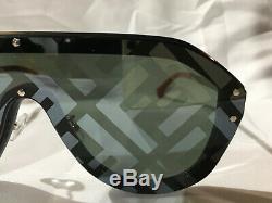 Authentic New Fendi FF M 0039 Shield Sunglasses Black Zucca Silver Logo