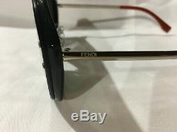 Authentic New Fendi FF M 0039 Shield Sunglasses Black Zucca Silver Logo