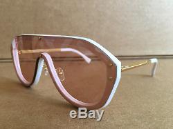 Authentic New Fendi FF M 0039 Shield Sunglasses Cream Pink Zucca Gold Logo