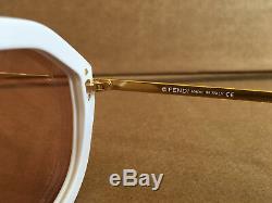Authentic New Fendi FF M 0039 Shield Sunglasses Cream Pink Zucca Gold Logo