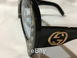 Authentic New GUCCI Sunglasses GG0143S Mother of Pearl Black Frame Gray Lens