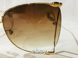 Authentic New Gucci GG0252S Gold Frame Brown Lens Women's Sunglasses Oversize