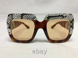Authentic New Gucci GG0484S Square Oversized Sunglasses Havana Brown Lens Women