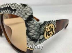 Authentic New Gucci GG0484S Square Oversized Sunglasses Havana Brown Lens Women