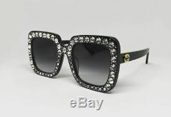 Authentic New Gucci GG 0148S Sunglasses Black Frames Crystals Oversize