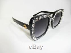 Authentic New Gucci GG 0148S Sunglasses Black Frames Crystals Oversize