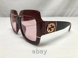 Authentic New Gucci Pink Lens Gradient Square Ladies Sunglasses GG0484S