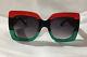 Authentic New Gucci Sunglasses Gg0083 Red Green Frame Gray Grey Lens