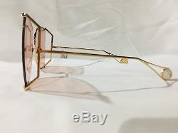 Authentic New Gucci Sunglasses GG0252S 0252S Gold Pink Pearl Oversize