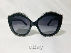 Authentic New Gucci Sunglasses GG118S Crystals Black Bling Gray Lens Cat Eye