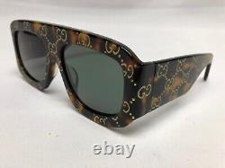 Authentic New Gucci tortoise Square Women's Sunglasses GG0980S Gray Lens
