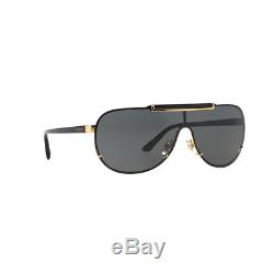 Authentic New Versace Sunglasses VE2140 100287 Black Gold Metal 40mm Grey Lens