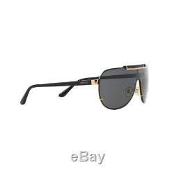 Authentic New Versace Sunglasses VE2140 100287 Black Gold Metal 40mm Grey Lens
