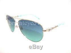 Authentic TIFFANY & CO Infinity Silver Aviator Sunglasses TF 3049B 60019S NEW